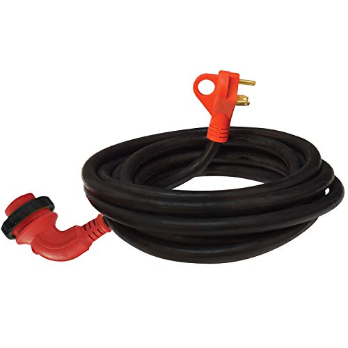 Mighty Cord A10-3025ED90 30A 90 Degree LED Detachable able Power Cord with Handle (25 Feet, Red)