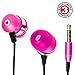 GOgroove AudiOHM HF Earbud Headphones with Mic, Deep Bass, & Comfortable Ear Gels (Pink) in-Ear Earphones Featuring Noise Isolating Design, Durable Alloy Driver Housing, Ergonomic Angled Fit