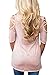 HOTAPEI Women's V Neck T Shirts Casual Loose Cold Shoulder Tops and Blouses Short Sleeve Pink Large