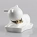 Modern White Small Animal Cub Cat Planter Succulent Plant Decoration Ceramic Porcelain Flower Pot Miniature Flowerpot with Tray Bell On The Neck 4.7 X 2.95 X 3.15 inches (NO Plants)