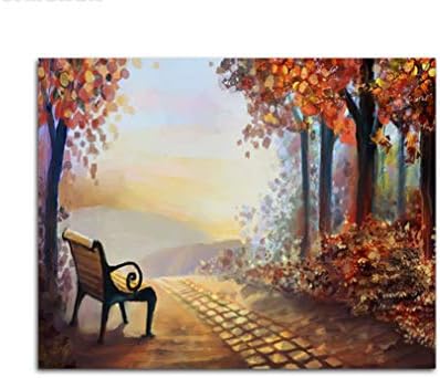 XIGZI Abstract Pedestrian Chair Painting By Numbers Autumn Leaves Trees Acrylic Paintings Frameless 40X50 Cm 40x50 cm