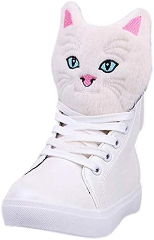 Ankle Cat Boots Women Ladies Winter Chukka Flat Platform Lace Up Suede Fur Zip Mid Calf Toe Warm Autumn Insoles White Shoes Size