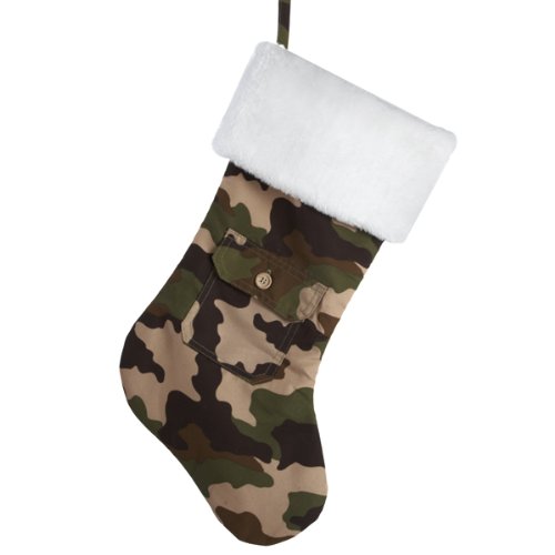 Kurt adler camouflage stocking with faux fur cuff, 18.5…