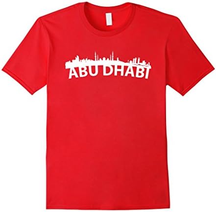 Mens Curved Skyline Of Abu Dhabi United Arab Emirates T-Shirt XL Red