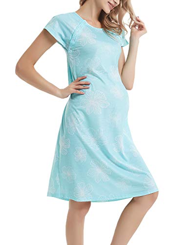 GINKANA Maternity Labor Delivery Gown Hospital Nightgown Nursing Nightdress with Matching Pillowcase - Thumbnail 3