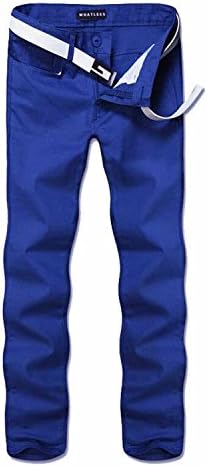 Vazpue Pants Mens Fashion Elastic Straight Skinny Trousers Casual Fitted Pants Korean Style 451 Blue34