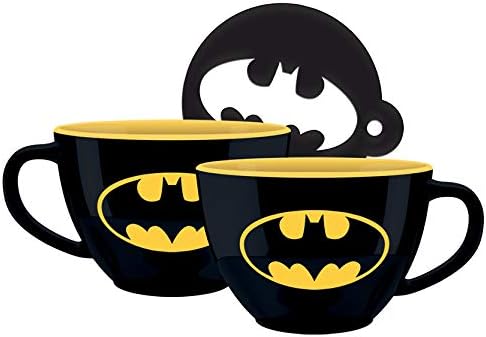 DC Comics Batman Cappuccino Mug 22oz / 630ml (Symbol Batman), Black, 3 Count (Pack of 1)