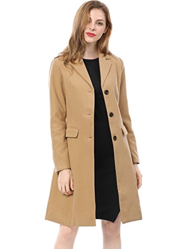 Allegra K Women's Notched Lapel Button Closure Coat