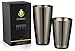 VinoBravo Stainless Steel Black Boston Cocktail Shaker Set, Two-Piece Professional Shaking Tin Set: 18oz & 28oz Weighted Mixology Set Bartender Kit, Margarita and Martini Shakers