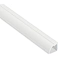 D-Line 15.7" White Quarter Round Cable Raceway, Corner Cord Cover, Self-Adhesive Floor Molding with Wire Channel, Baseboard Cable Hider - 0.87" (W) x 0.87" (H) x 15.7-inch Length - White