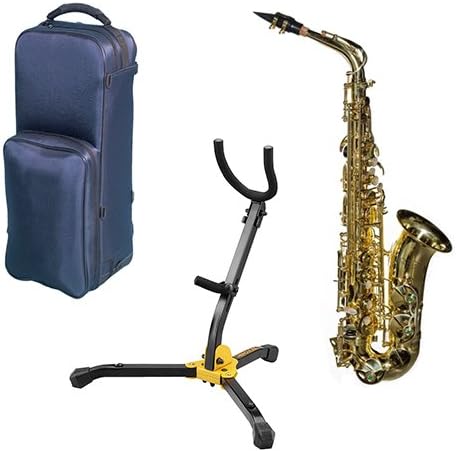 Virtuoso Series Professional Alto Saxophone Deluxe Clear Lacquer w/Hercules Sax Stand with Bag