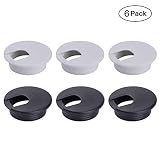 2" White and Black Desk Grommet (6 Pack) (White and Black)