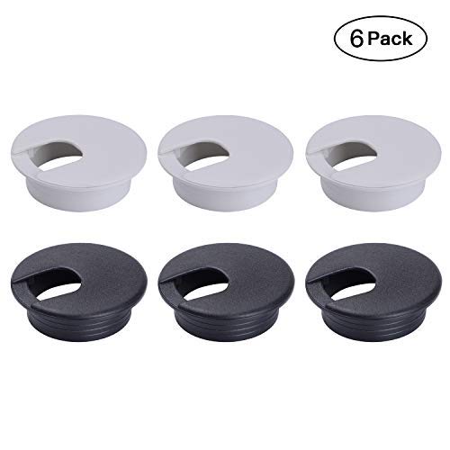 2" White and Black Desk Grommet (6 Pack) (White and Black)
