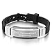 MeMeDIY Silver Tone Black Stainless Steel Rubber Bracelet Bangle - Customized Engraving