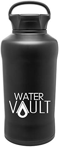 Vacuum Insulated Beer Growler Thermos, Stainless Steel 64 oz., BPA Free - Wide Mouth Water Bottle with Loop Handle - Matte Black by WaterVault