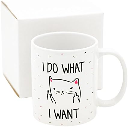 I DO WHAT I WANT Funny Coffee Mug - Unique Present Idea for Men &amp; Women, Him or Her - Birthday or Valentines Gift Cup for Office Coworkers, Mom, Dad, Son, Daughter, Husband, Wife