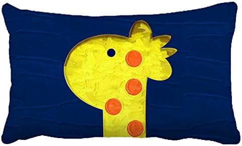Poieloi Cartoon Giraffe Print Rectangle Throw Pillow Case Cover Yellow and Blue 12"x20"