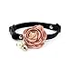 PETFAVORITES Peony Flower Cat Dog Collar Bow Tie - Suede Puppy Necklace with Bell Pearl - Chihuahua Yorkie Clothes Costume Outfits Accessory, Adjustable and Handmade (Pink, Size XS)