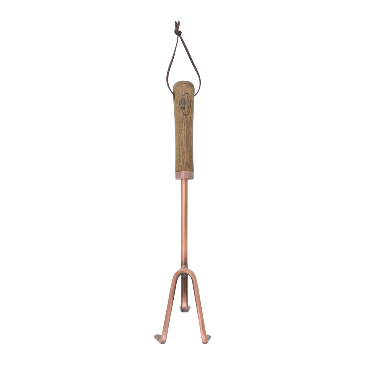 Esschert Copper Plated Hand Rake with Wooden Handle and Leather Hanger