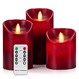 Aku Tonpa Flameless Candles Battery Operated Pillar Real Wax Flickering Moving Wick Electric LED Candle Gift Set with Remote Control Cycling 24 Hours Timer, 4