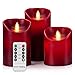 Aku Tonpa Flameless Candles Battery Operated Pillar Real Wax Flickering Moving Wick Electric LED Candle Gift Set with Remote Control Cycling 24 Hours Timer, 4