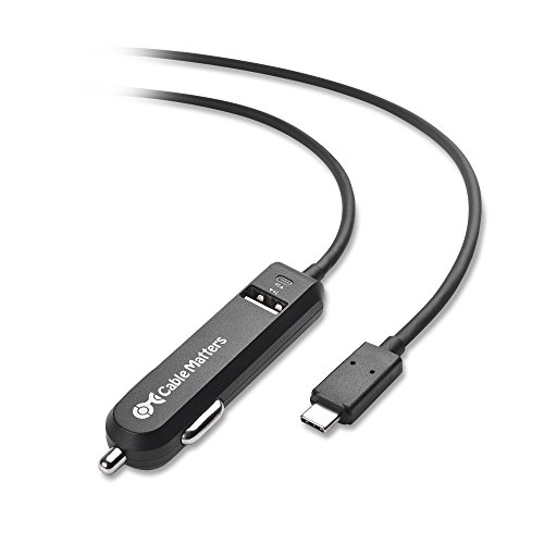 Cable Matters 25W/5A Dual USB Car Charger with USB C Cord & USB A Port