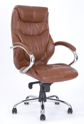 Eliza Tinsley 617KTAG/TN High Back Luxurious Leather Executive Armchair with Chrome Base - Brown