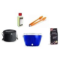  Lotusgrill Lotusgrill Edelstahl Stahl Kunststoff klein blau Balkon Camping Picknick ✔ rund ✔ tragbar rauchfrei ✔ Grillen mit Holzkohle ✔ für den Tisch 