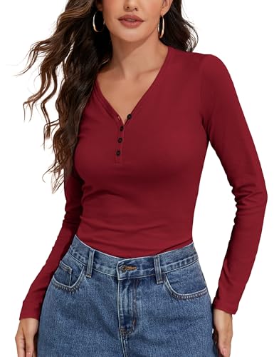 PrettyGuide Women's Long Sleeve Henley Shirt