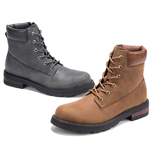 GM GOLAIMAN Combat Motorcycle Boots-Lace Up Zip Boot for Men Work Military Tactical Hiking 11 M US, 66 Grey - Thumbnail 6