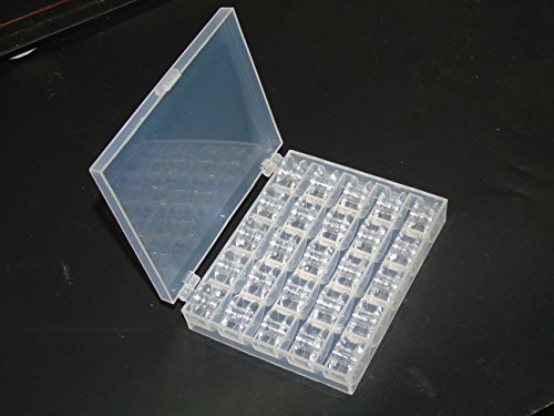 Ceeyali 25 Pcs Transparent Plastic Sewing Machine Bobbins with Bobbin Case for Brother Singer Babylock Janome Kenmore
