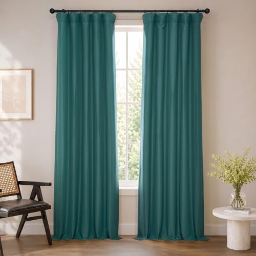 HPD Half Price Drapes Bellino Room Darkening Curtains 108 Inches Long Curtains for Bedroom & Living Room (1 Panel), 50W x 108L, Bayberry Teal