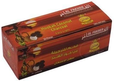Box of 30 Al fakher Coconut 100% Natural & Odorless Hookah Charcoal , Sheesha Charcoal Made in United Arab Emirates