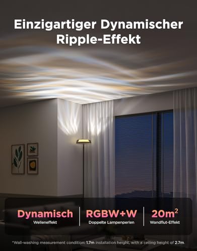 Govee Floor Lamp Living Room Uplighter Wave Lighting RGBICWW, Three-Zone Lighting Floor Lamp, 80+ Scene Modes, 2700-6500K, 1000LM, Compatible with Matter and Alexa, for Living Room, Bedroom