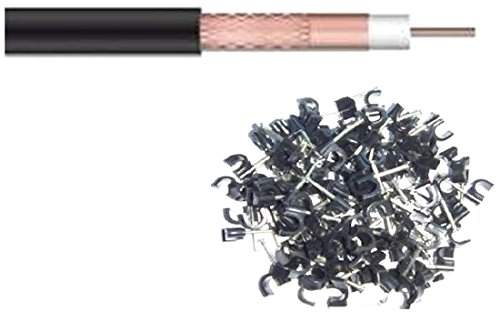 Webro WF100 100 m Coax Cable and Clips - Black