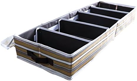 Shoe Storage, Aomeiqi 5 Pairs Waterproof Underbed Storage for Shoes Storage Boxes with Clear Window Secure Zipper Closure, Stripe (Large)