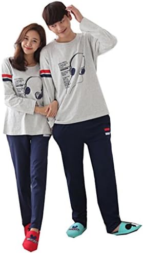 Km Couples Autumn Earphone Long Sleeve Pullover Pajamas/nightgown Set (Female M)