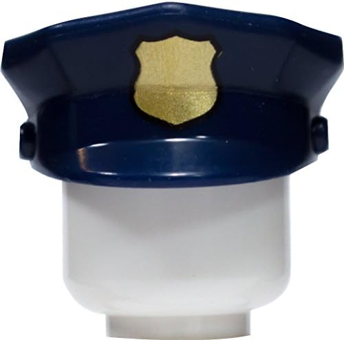 LEGO Minifigure Parts: Hat - Police (Dark Blue) with Gold Badge Printed (PACK OF 2)