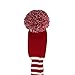 Scott Edward Crimson Red Classic Strip Golf Pom Pom Head Covers Set of 3 for Wood Clubs, with Rotating Number Tags