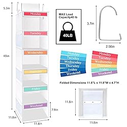 Fixwal 6-Shelf Weekly Hanging Closet Organizer with