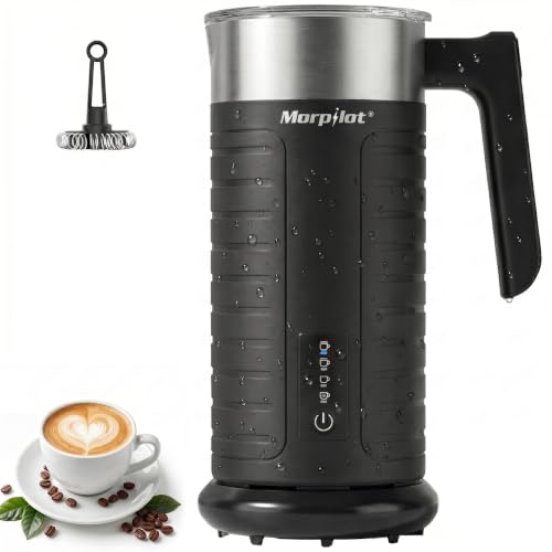 Morpilot Electric Milk Frother, 4 Modes (Thick/Light Warm Foam, Cold, Hot Milk) - 115ml Foam / 240ml Heating, Quiet, All in Dishwasher