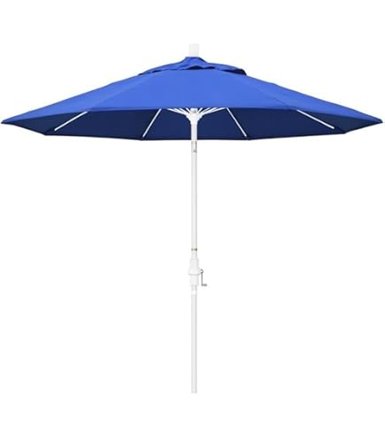 dark blue patio umbrella 10' Round Sunbrella Canvas Navy Blue Outdoor Patio Umbrella with Black Metal Frame