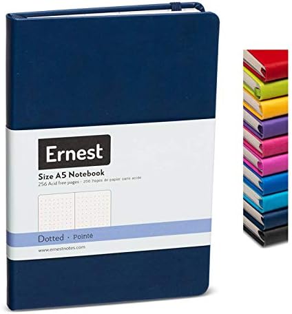 Ernest Notes Bullet Dotted Journal, Dot Grid Notebook, Hardcover Dot Journal A5 Medium 5.5 x 8 inches Dotted Notebook, 256 Pages (Navy, Dotted)