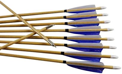 28~32" 12 Pcs Wooden Arrows Natural Feather Fletched Archery Shooting Target Practice (28 Inches)