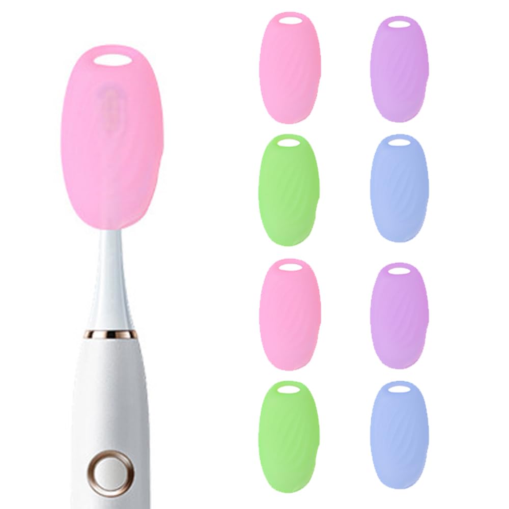 JCSMARTEC Pack of 8 Toothbrush Head Case Covers, Silicone Protector Heads Caps for Travel Case, Soft Case for Camping Outdoor