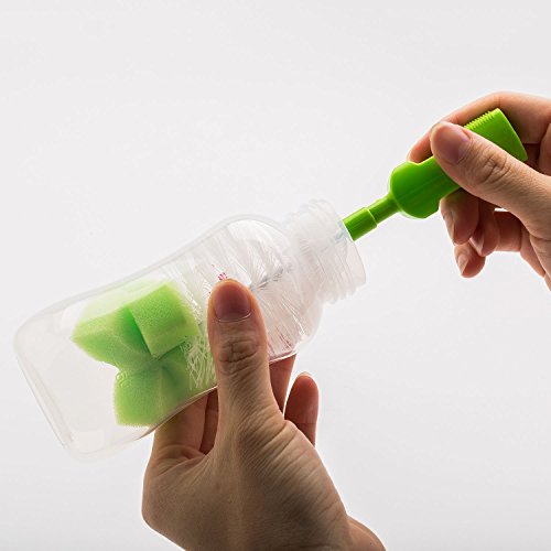 6 in 1 Bottle Brush Cleaner Kit, Cleaning Brush Set for Cups Sports Bottle Baby Bottle Nipple Straws and More (Green)