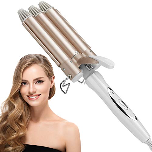 3 Barrel Curler Waver, 3 Barrel Hair Waver Curling Iron Wand with LCD Display Adjustable