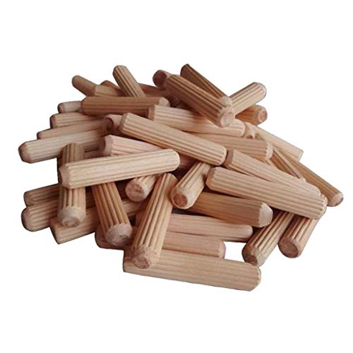 100Pcs Wooden Dowel Cabinet Drawer Round Fluted Wood Craft Dowel Pins Rods Set Furniture Fittings - 6x40mm