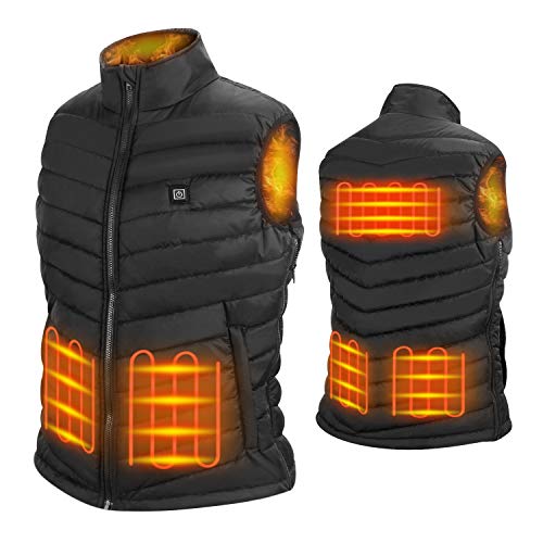 NUNEWARES 5V Heated Vest USB Charging Electric Lightweight Size Adjustable Heated Jacket for Men Women Outdoor Hiking Motorcycle Travel Fishing Golf (Battery Not Included) (Black, Large)