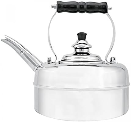 Simplex Teakettles Solid Mirror Whistling Kettle with Brass Fixings, Chrome